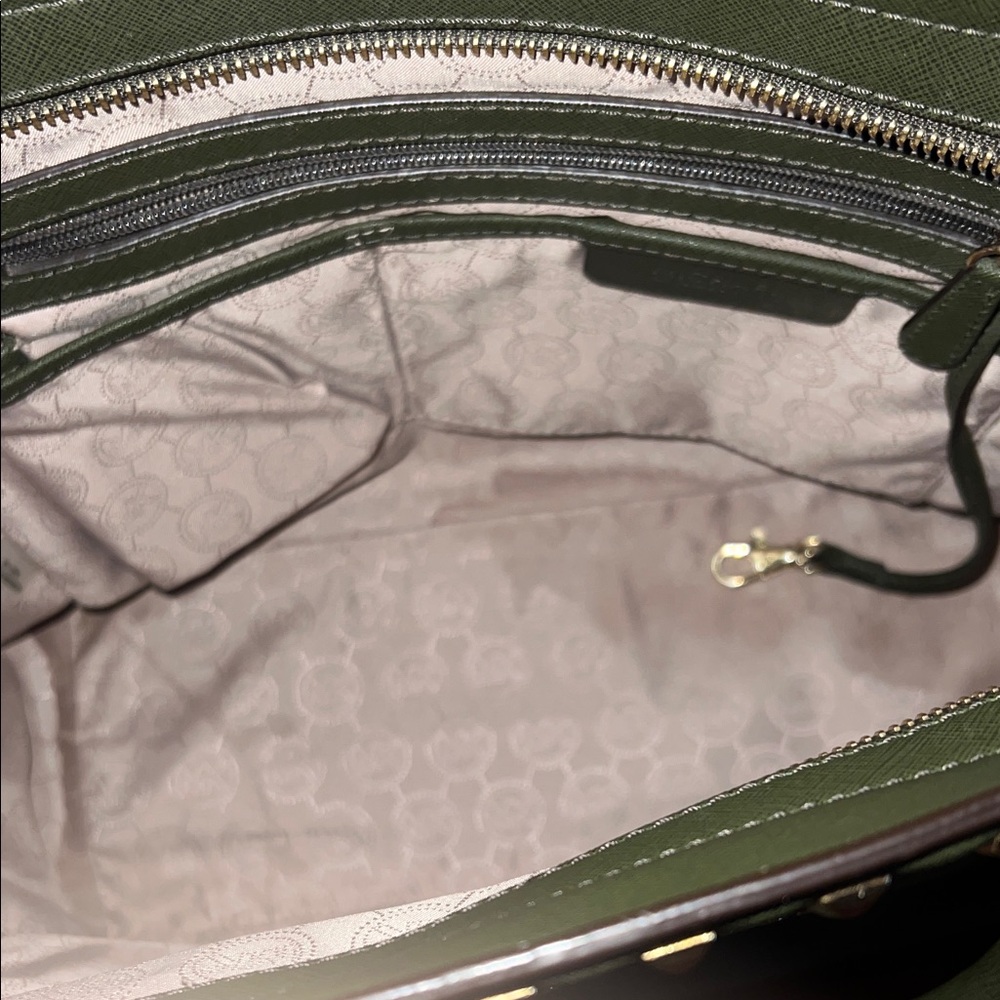 Michael Kors Dark Green Studded Satchel - Picture 6 of 9